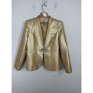 Tally Taylor Womens Blazer 14 Mother‎ Grandmother Bride Wedding Church VTG Gold